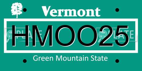 HMOO25 Vermont License Plate