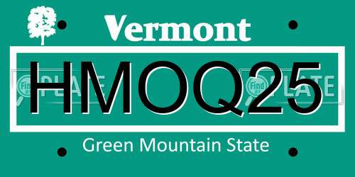 HMOQ25 Vermont License Plate