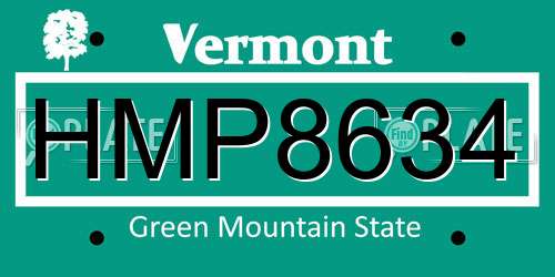 HMP8634 Vermont License Plate