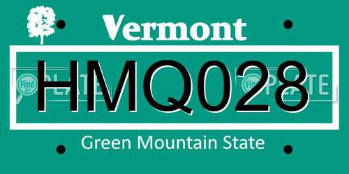 HMQ028 Vermont License Plate