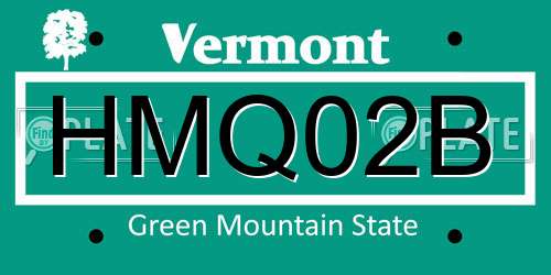 HMQ02B Vermont License Plate