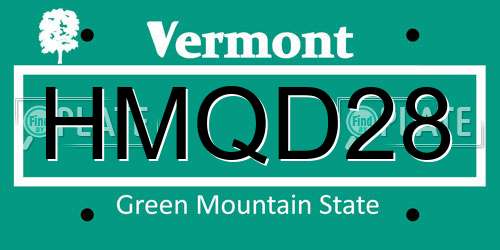 HMQD28 Vermont License Plate