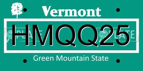 HMQQ25 Vermont License Plate