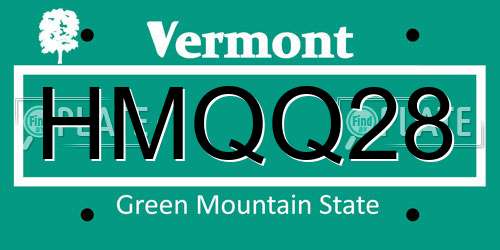 HMQQ28 Vermont License Plate