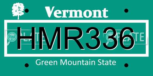 HMR336 Vermont License Plate