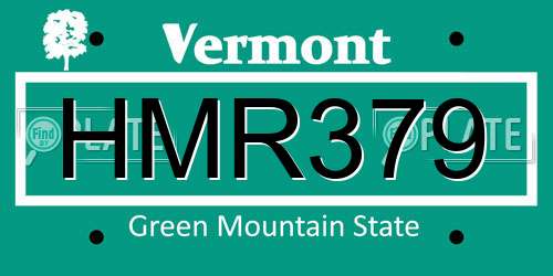 HMR379 Vermont License Plate