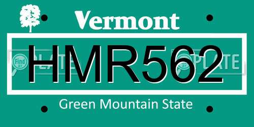 HMR562 Vermont License Plate