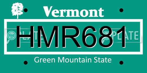 HMR681 Vermont License Plate