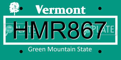 HMR867 Vermont License Plate
