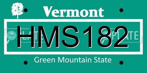 HMS182 Vermont License Plate