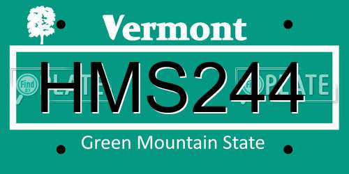 HMS244 Vermont License Plate