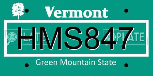 HMS847 Vermont License Plate