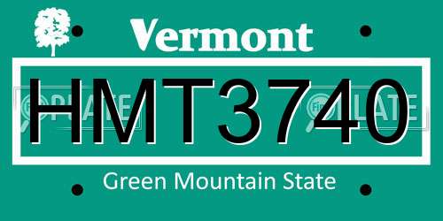 HMT3740 Vermont License Plate