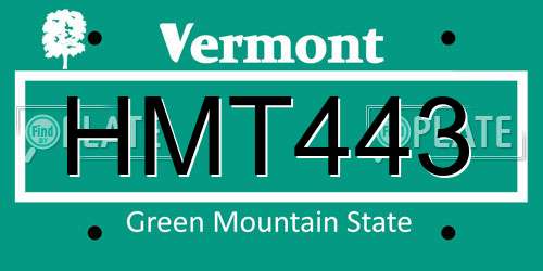 HMT443 Vermont License Plate