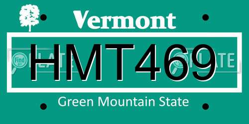 HMT469 Vermont License Plate