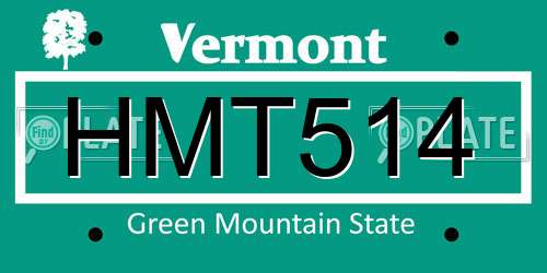 HMT514 Vermont License Plate