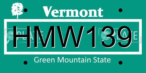 HMW139 Vermont License Plate
