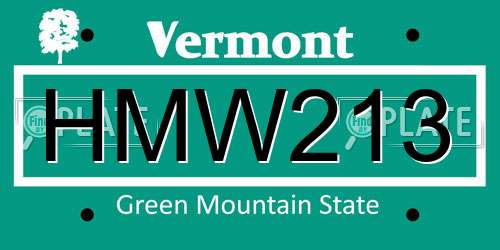 HMW213 Vermont License Plate