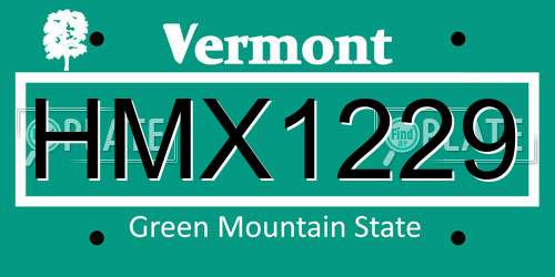 HMX1229 Vermont License Plate