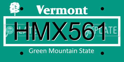 HMX561 Vermont License Plate