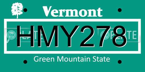 HMY278 Vermont License Plate