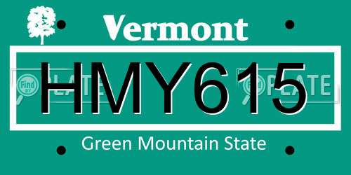 HMY615 Vermont License Plate