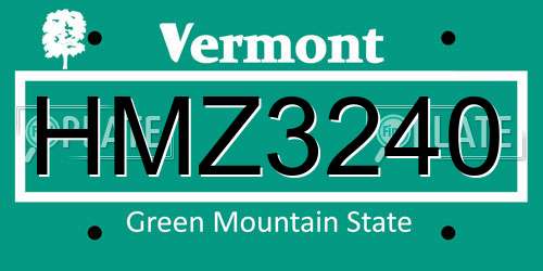 HMZ3240 Vermont License Plate