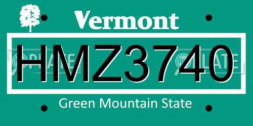 HMZ3740 Vermont License Plate