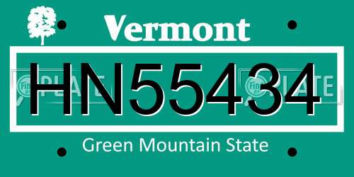 HN55434 Vermont License Plate