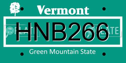 HNB266 Vermont License Plate