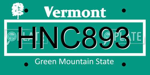 HNC893 Vermont License Plate