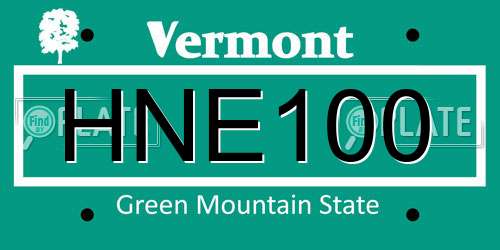 HNE100 Vermont License Plate
