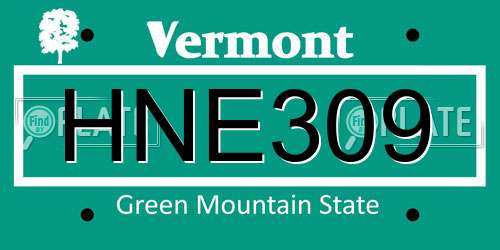 HNE309 Vermont License Plate