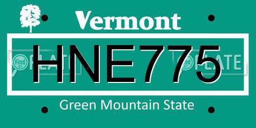 HNE775 Vermont License Plate
