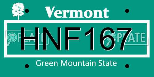 HNF167 Vermont License Plate