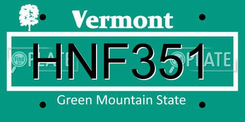 HNF351 Vermont License Plate