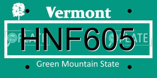 HNF605 Vermont License Plate