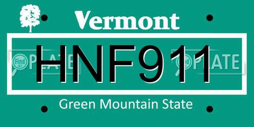 HNF911 Vermont License Plate
