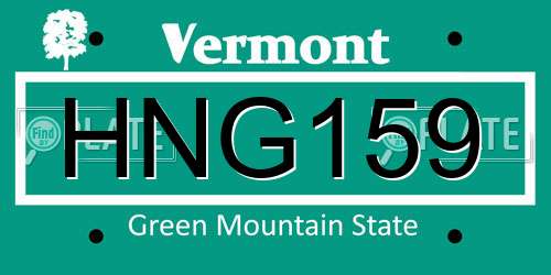 HNG159 Vermont License Plate
