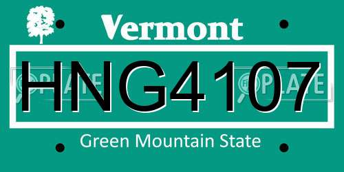 HNG4107 Vermont License Plate