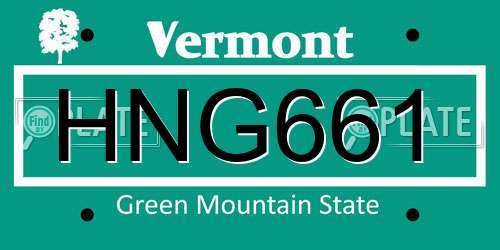 HNG661 Vermont License Plate