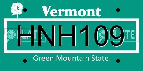 HNH109 Vermont License Plate