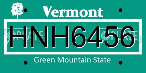 HNH6456 Vermont License Plate