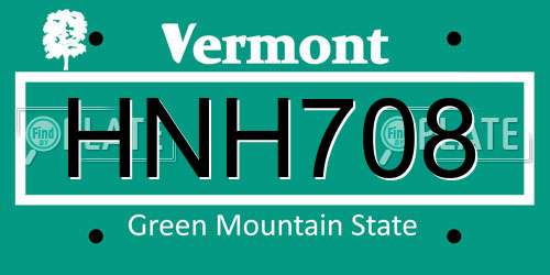 HNH708 Vermont License Plate