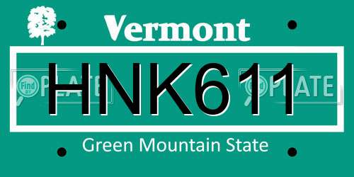 HNK611 Vermont License Plate