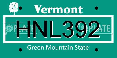 HNL392 Vermont License Plate