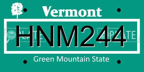 HNM244 Vermont License Plate