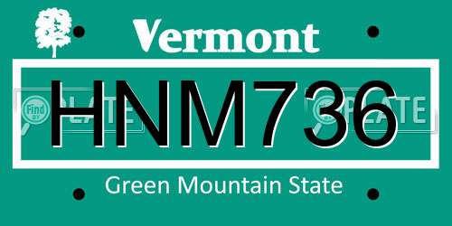 HNM736 Vermont License Plate