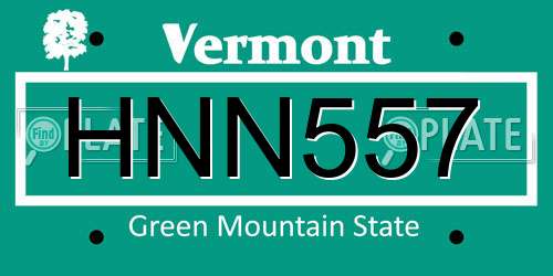 HNN557 Vermont License Plate