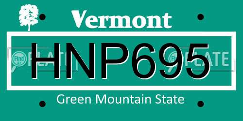 HNP695 Vermont License Plate